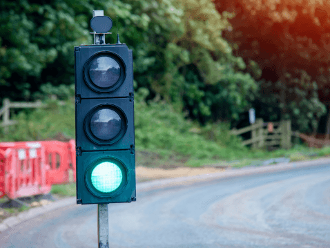 Green temporary traffic light